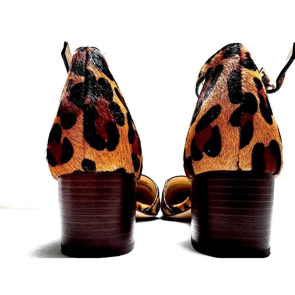 Sole Society Katarina Leopard Calf Hair Ankle Strap Pointy Toe Heel Shoe 7.5 - Picture 3 of 7